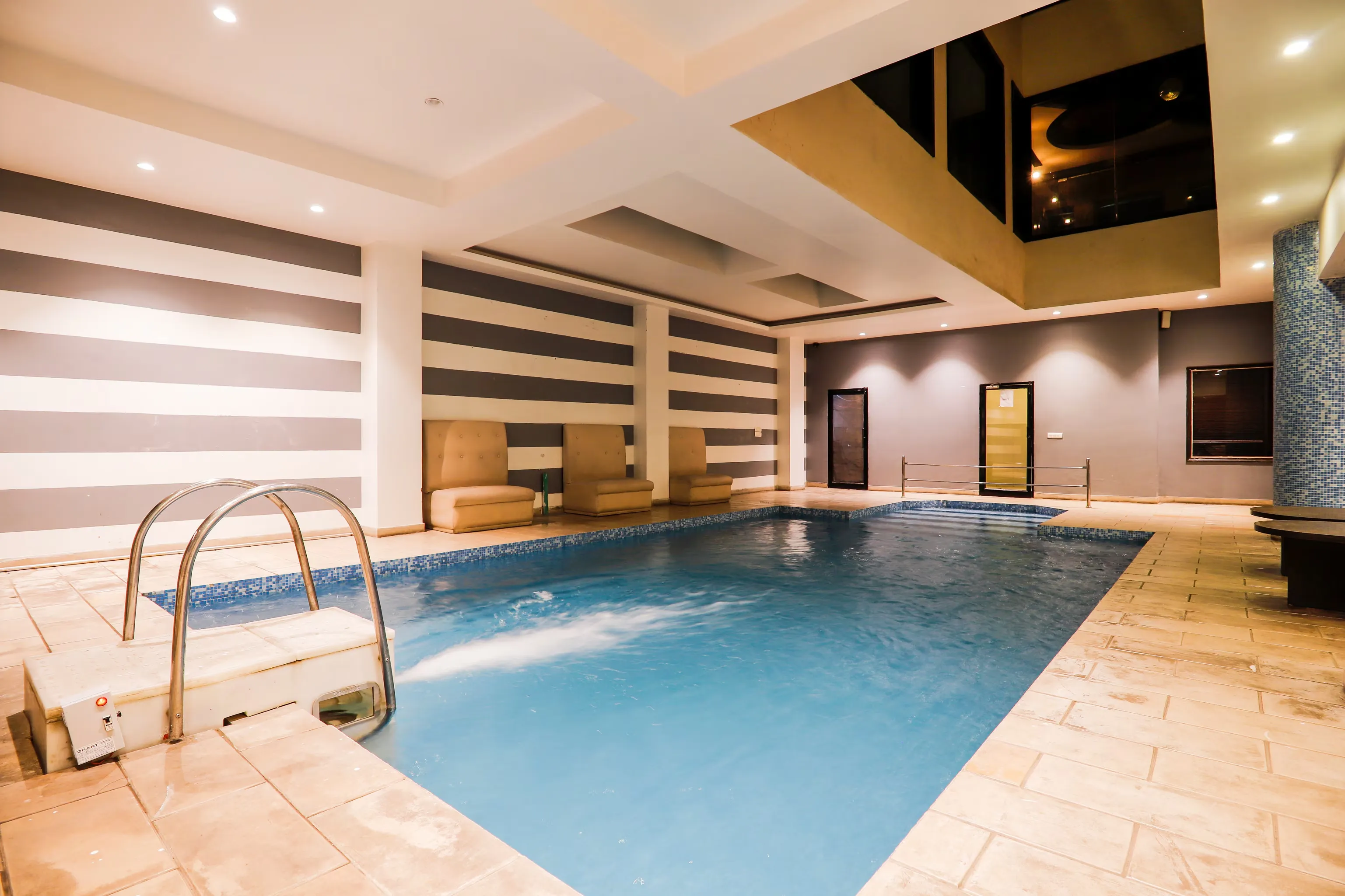 Hospitality space with warm lighting